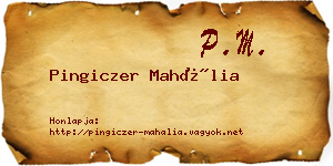 Pingiczer Mahália névjegykártya